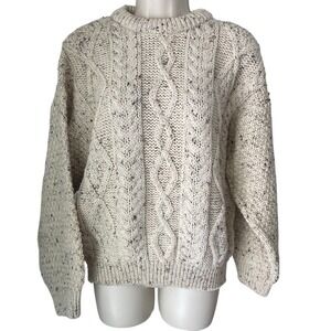 Vintage River View Irish Aran Cable‎ Knit Wool Sweater Womens Small